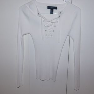 white lace up top